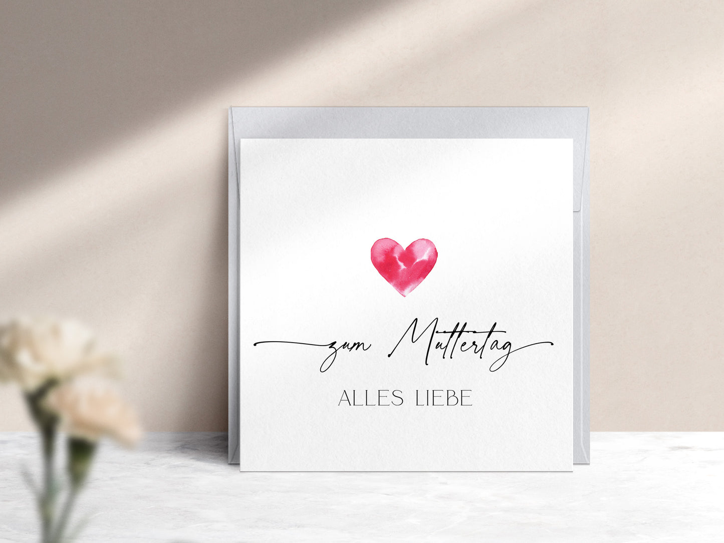 Karte zum Muttertag mit Aquarell Herz