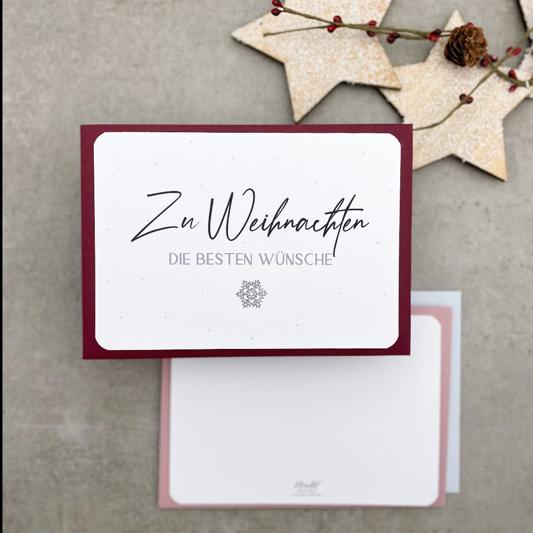 Postkarte mit abgerundeten Ecken und Schneeflocke - KleinArt