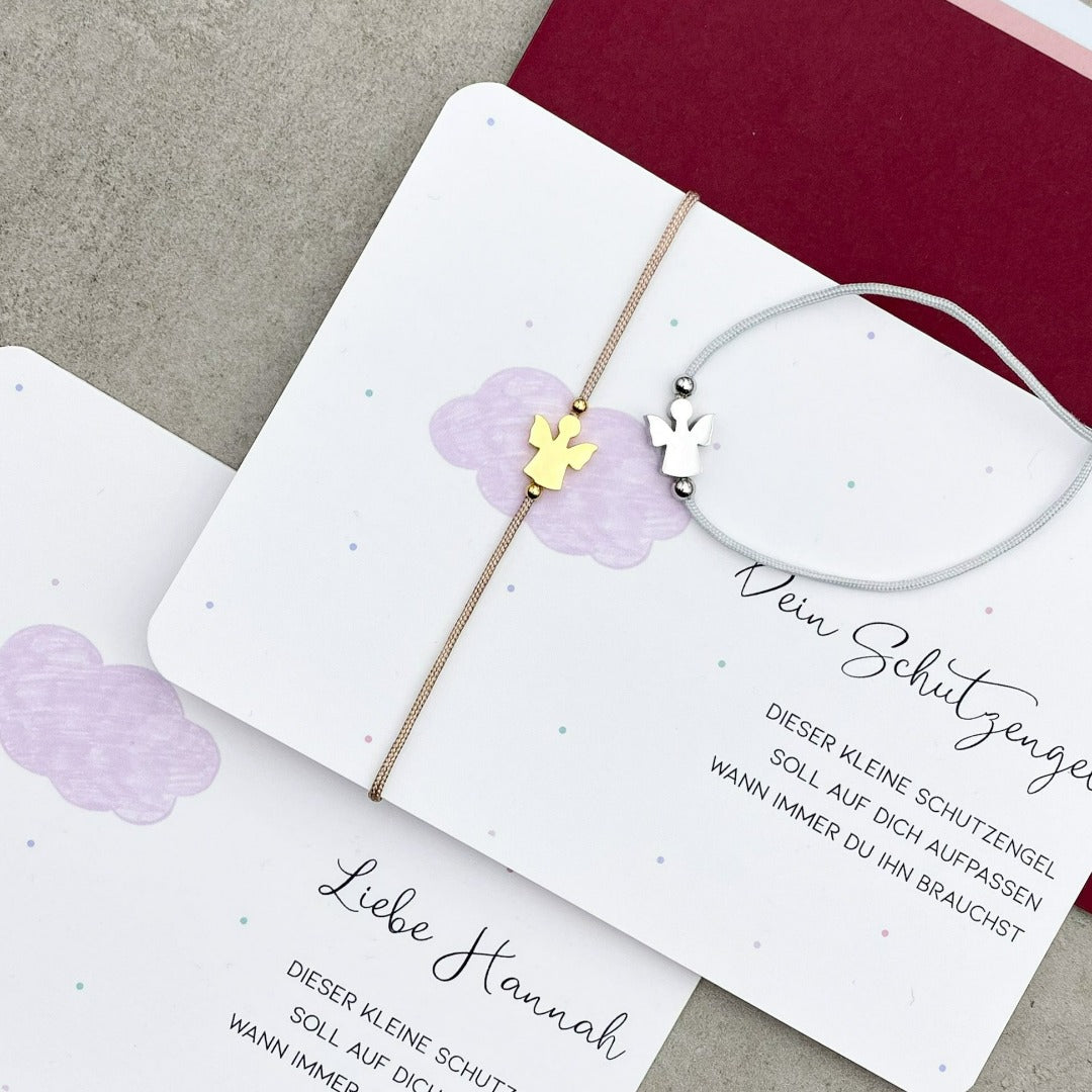 Schutzengel Armband mit Karte und Wolken - KleinArt