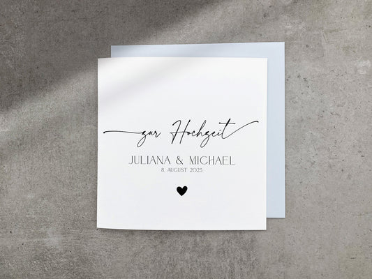 Minimalistische Karte zur Hochzeit - elegant und zeitlos