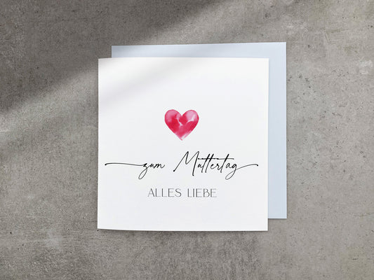 Karte zum Muttertag mit Aquarell Herz
