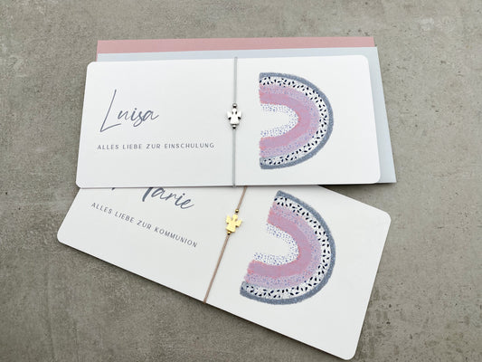 Einschulungskarte mit Schutzengel Armband