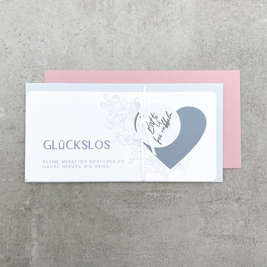 Karte um Patenonkel zu fragen mit grauem Rubbelherz und Umschlag