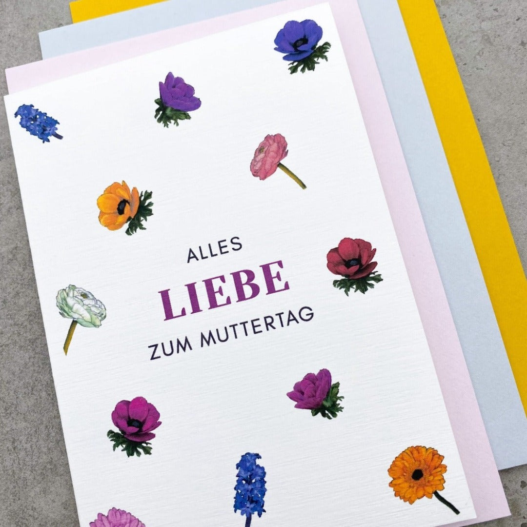 Karte zum Muttertag mit Frühlingsblumen