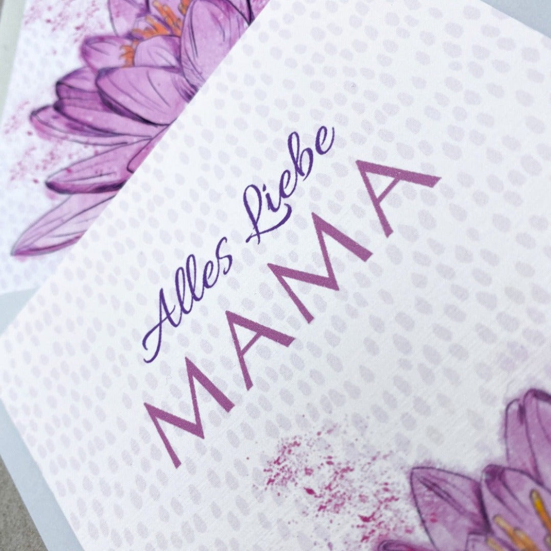 Karte zum Muttertag mit rosa Seerose