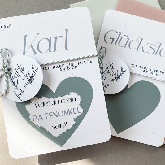 Patenonkel fragen - Moderne Rubbelkarte Grußkarten - KleinArt