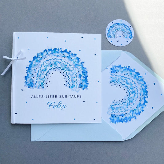 Regenbogen Taufkarte türkis Grußkarten KleinArt